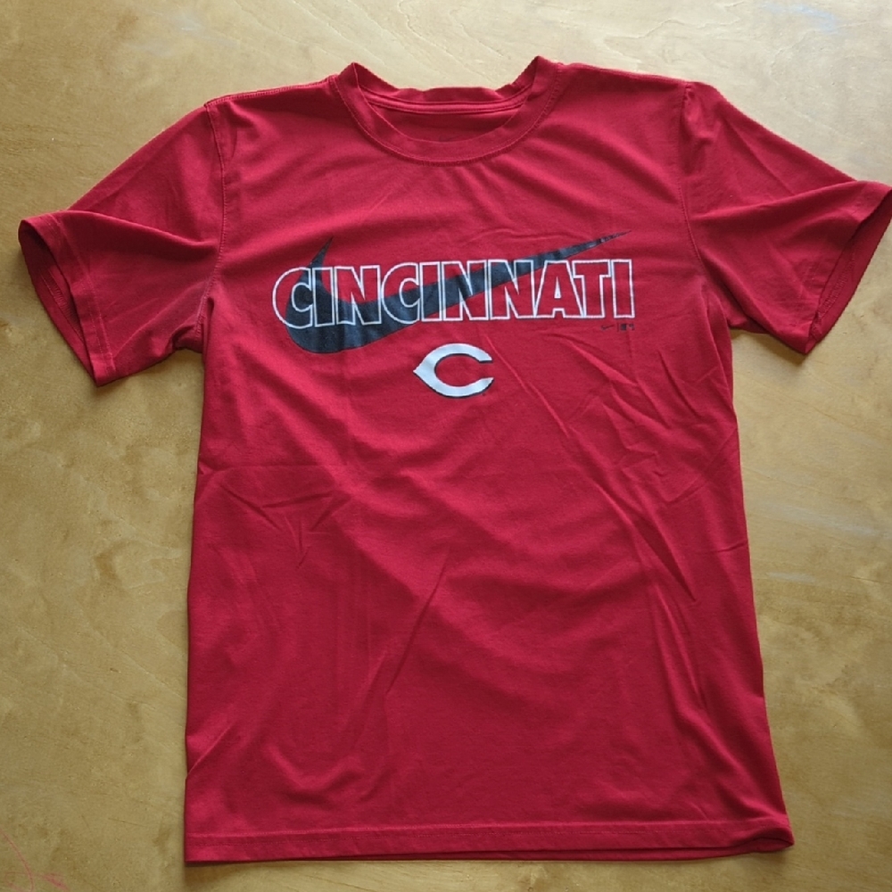 Nike Dri-fit Red Cincinnati Graphic T‑Shirt with White Accents